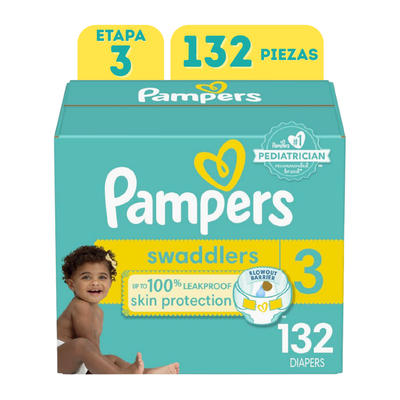 Pañales Pampers Swaddlers Active (16-28+ LB- 132 Piezas) Etapa 3 