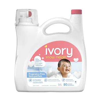 Ivory Snow Baby Laundry Detergent LiquidFragrance Free 3.4 L