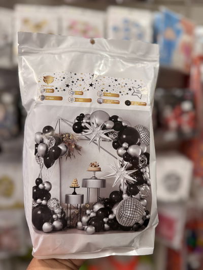 SET 103 GLOBOS (NEGRO/PLATA)