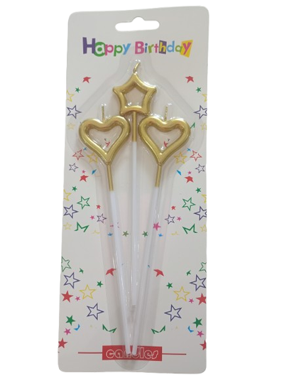 VELA CORAZON Y ESTRELLA METALIZADA