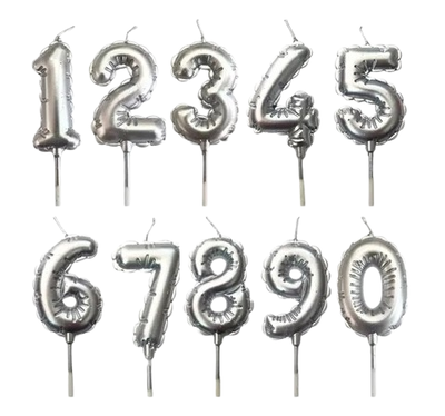 VELA NUMERO GLOBITO PLATEADO