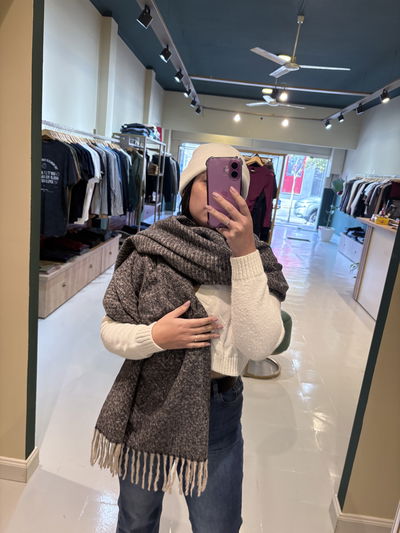 Ruana cashmere jaspeada 