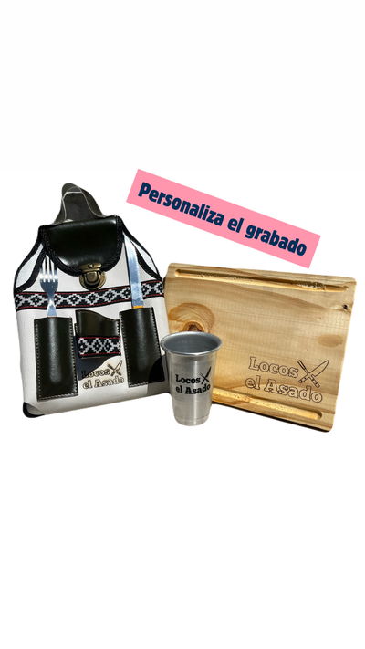 Funda + Cubiertos + Tabla + Vaso