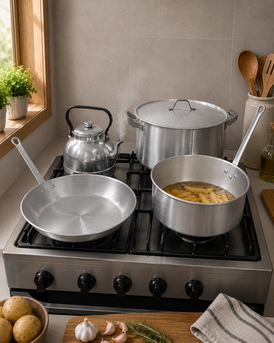 Bateria de cocina 8 (4 art + 1 tapa)