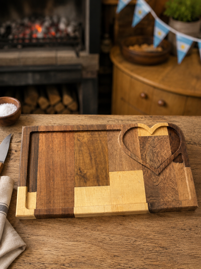 Tabla eucalipto con corazón personalizada