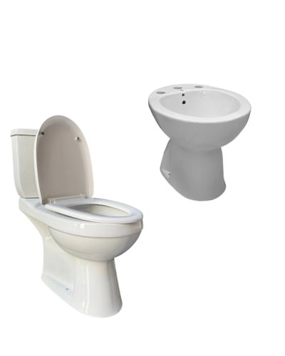 Inodoro largo, mochila de apoyo y bidet IM ON