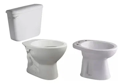 Inodoro corto, mochila de loza y bidet FERRUM ANDINA
