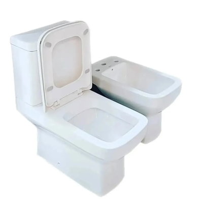 Inodoro largo, mochila de apoyo y bidet, tapa c/ suave PR/DE DI
