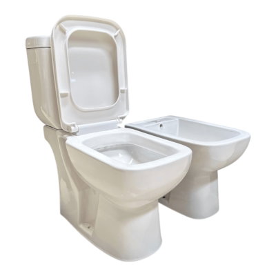 Inodoro largo, mochila de apoyo, bidet y tapa c/suave IM AM
