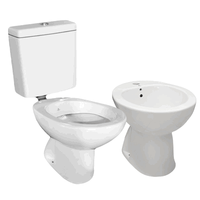 Inodoro corto, mochila de loza y bidet PRINGLES/ DERPLA JADE