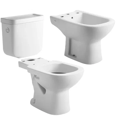 Inodoro largo, mochila de apoyo y bidet FERRUM BARI
