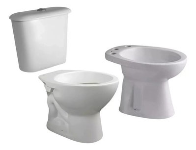 Inodoro corto, mochila de loza y bidet FERRUM ANDINA