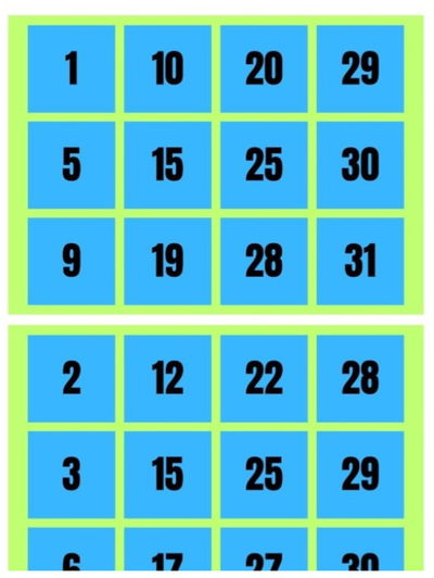 Bingo 1 al 31 - PDF Imprimible 