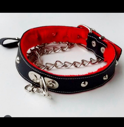 Collar con correa y mosqueton con peluche BDSM