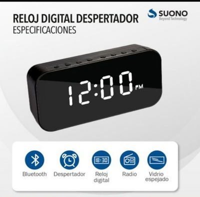RADIO RELOJ BT SPEAKER NEGRO SUONO