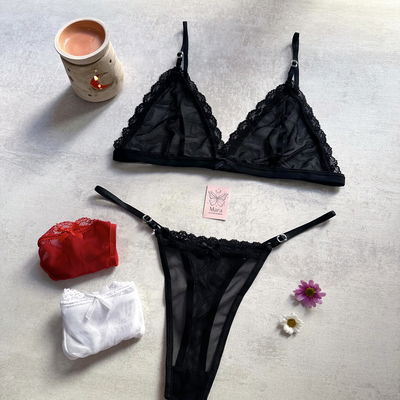 Conjunto de microtul con puntilla 