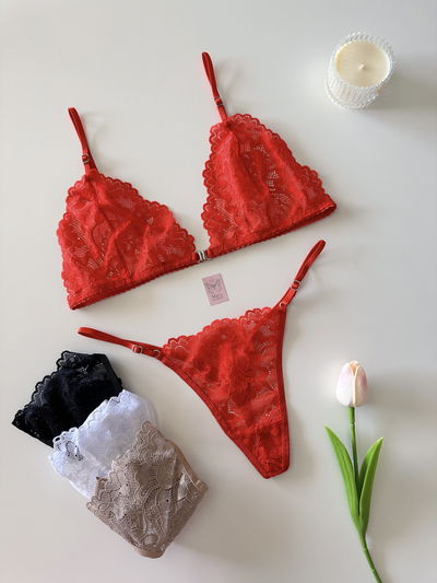 Conjunto de encaje prendido adelante