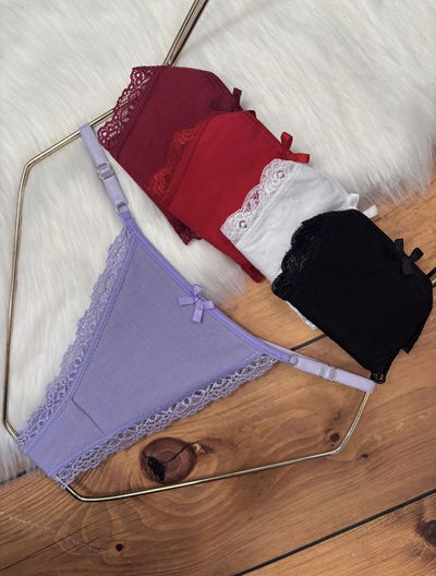 Pack x3 less regulables de algodón con puntilla  