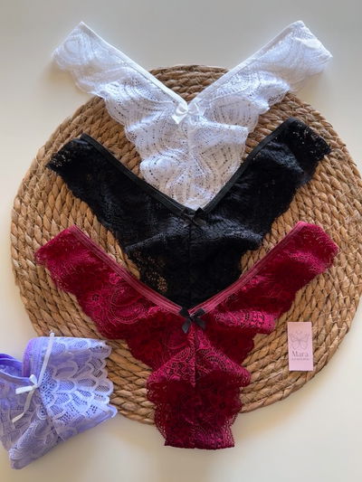 Pack x3 less en V de encaje  