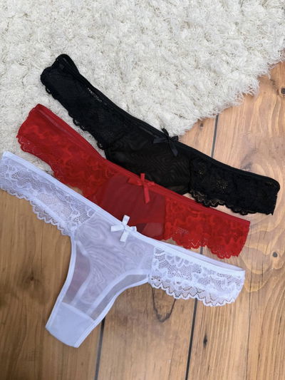 Pack x3 less de microtul con puntilla 