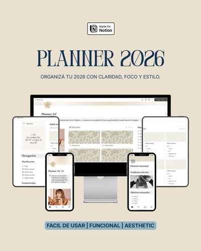 Planner Notion 2026 Aesthetic – Organización, Finanzas y Rutinas (Totalmente Editable)