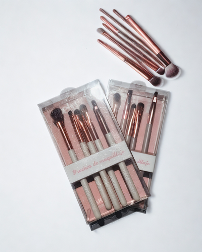 Set de Brochas Mely Beauty | Kit de 6 Piezas Rose Gold