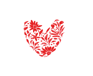 Corazón de pétalos de flor