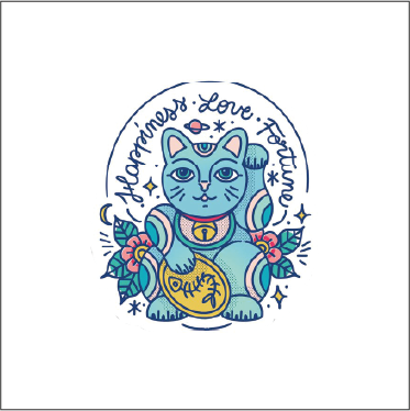 Happiness, love, fortune gato