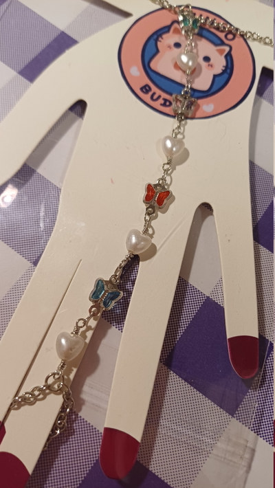 Pulsera mariposas con perlas