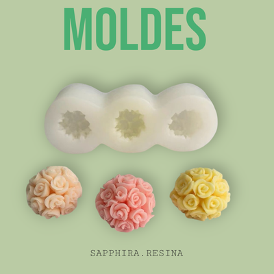 Molde 3 ramos de rosa 