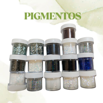 Pigmentos glitter metalizados y holograficos extra brillo