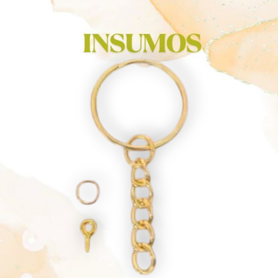 Pack de 20 Argollas con cadena doradas + argollas + pitones para llaveros
