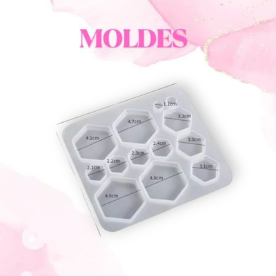 Molde distintos exagono aros llaveros collares