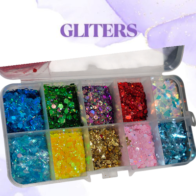 Caja de glitter y brillos x 10