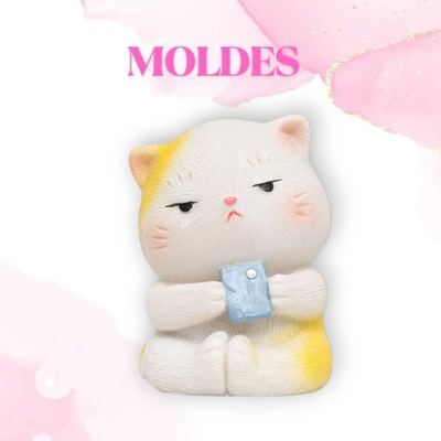MOLDE SILICONA GATITO DORMILON c/CELULAR (025H3-3) (CS2)