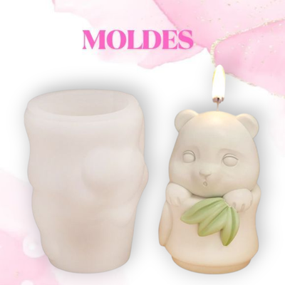 MOLDE SILICONA PANDA c/HOJAS y FRASCO (025T3)