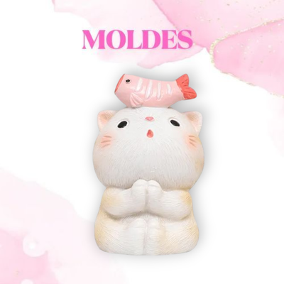MOLDE SILICONA GATITO GORDITO c/PEZ (025G3-3)