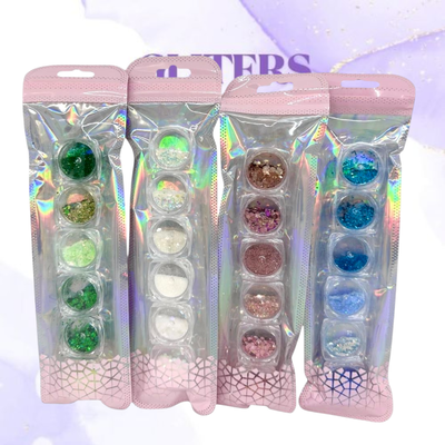 Caja de glitter y brillos x 6