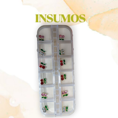 Caja adornos x 10 modelo cerezas