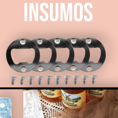 Chapitas + Tornillo abridor de botellas x 5 