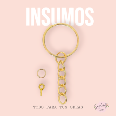Pack de 10 Argollas con cadena doradas + argollas + pitones para llaveros