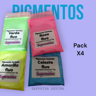 Pack x 4 pigmento flúor perlado