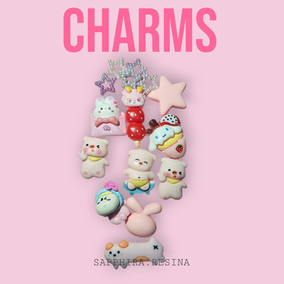 Charms rosado x 10 variados + adornitos
