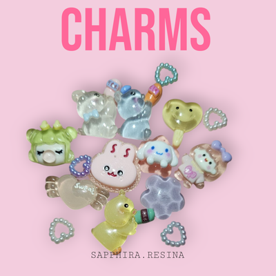 Charms transparente x 10 variados + adornitos
