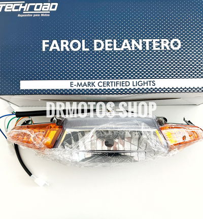 Faro Delantero completo  Guiños Color Ambar Smash y otros 110cc.