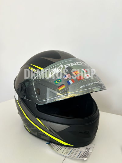 Casco PROTORK NEGRO / GRIS / AMARILLO TALLE L