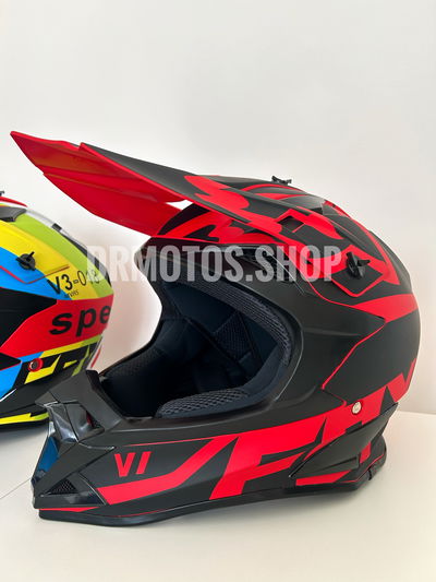 Casco motocross NEGRO / ROJO TALLE L