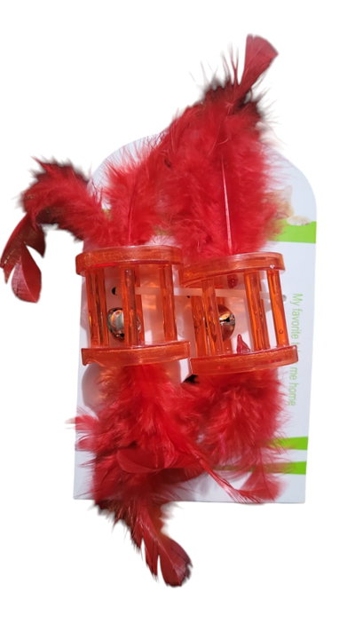 JUGUETE CASCABEL CON PLUMAS 2 unidades