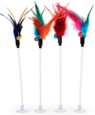 JUGUETE PLUMA CON RESORTE Y VENTOSA