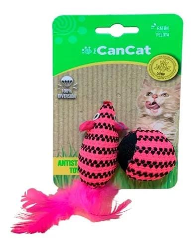 JUGUETE RATON CON PELOTA SONAJERO Y PLUMAS CANCAT
